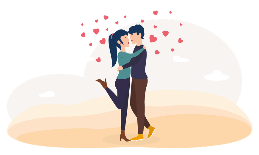 Illustration Kuss beim ersten Date