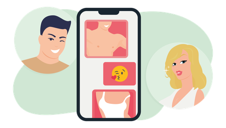 Ein Mann und eine Frau schicken sich erotische Fotos