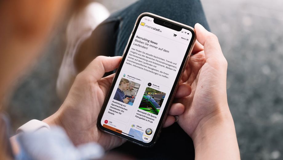 Ansicht der meinestadt.de Recruiting News auf einem Handy