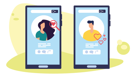 Zwei Smartphones mit den Profilen von Online-Datings Nutzern.