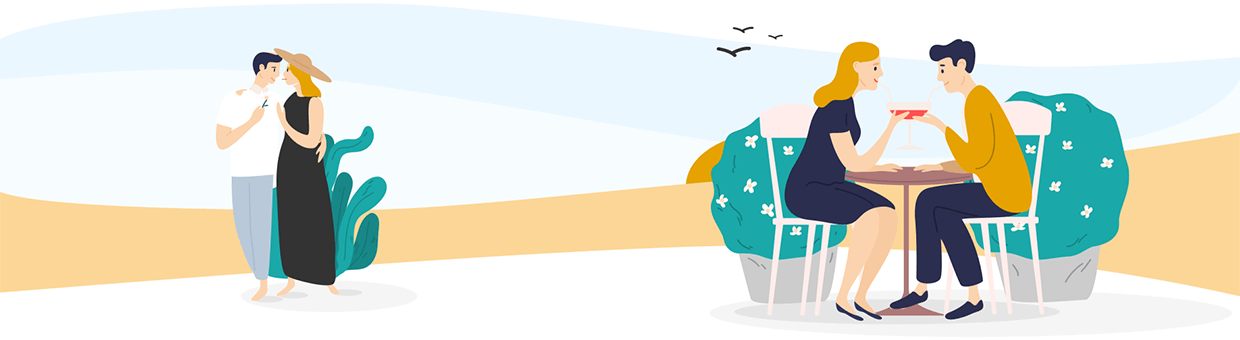 Illustration: Pärchen beim Date