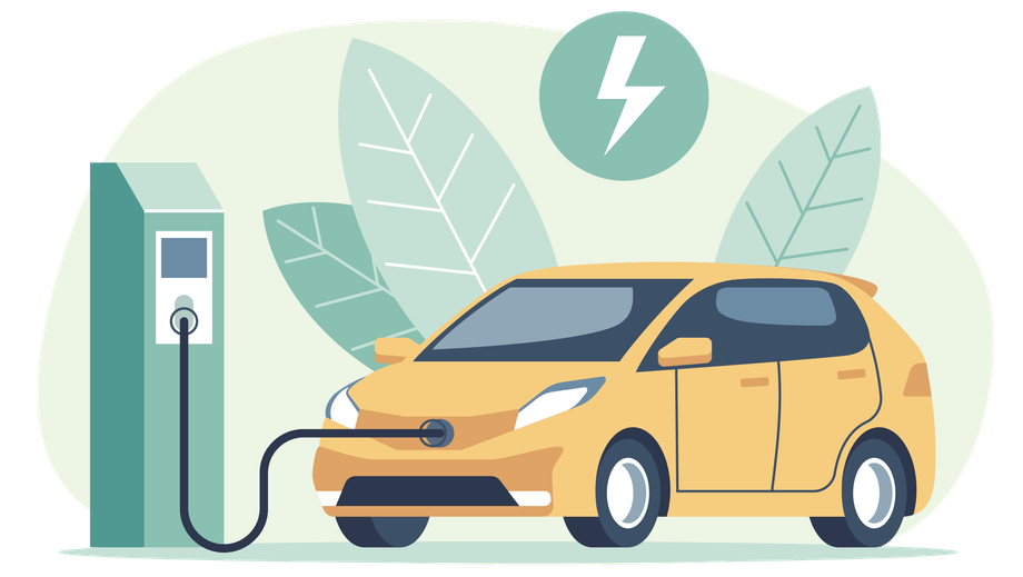 Illustration Themenwelt Energie: E-Auto