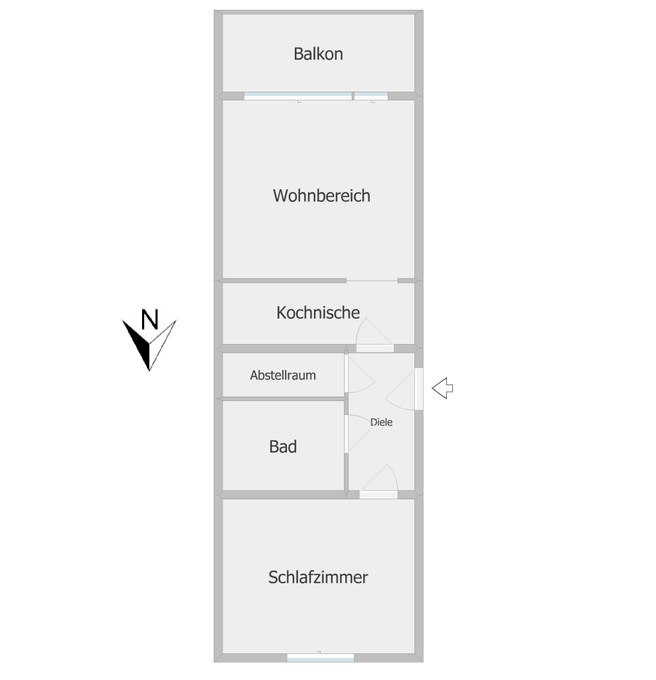 Grundriss 2 Zimmer Kochnische