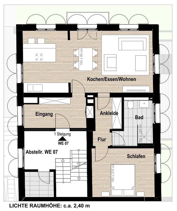 Grundriss Detailansicht WE 07