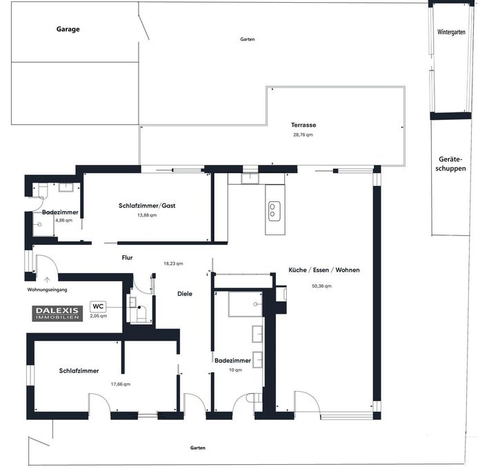 Grundriss Gartenwohnung