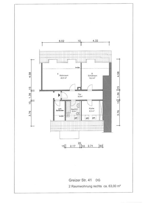 Grundriss mit Maßen