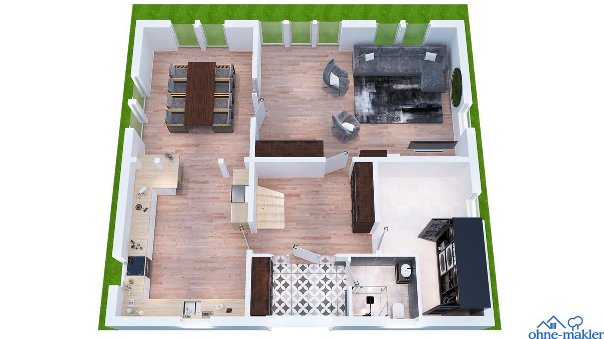 3-D Grundriss EG, Konzeptstand