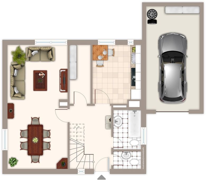 die Wand im Bad ist nicht vorhanden