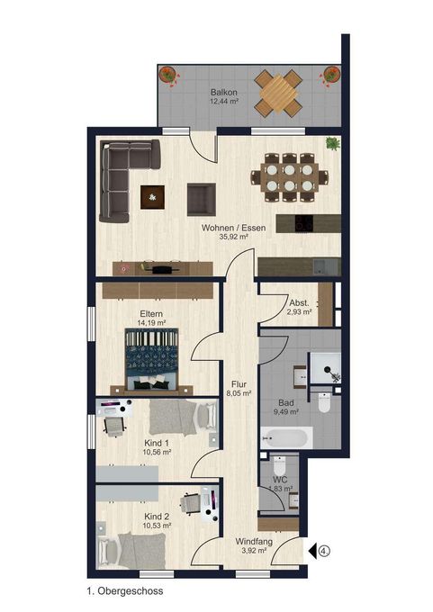 Grundriss - W4 - 1.OG