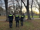 Polizeistreife im Bereich des Marienfriedhofs