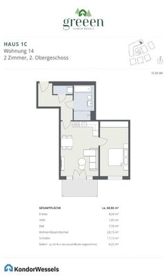 2-Zimmer-Neubauwohnung mit Balkon im 2. OG – hell & gut geschnitten