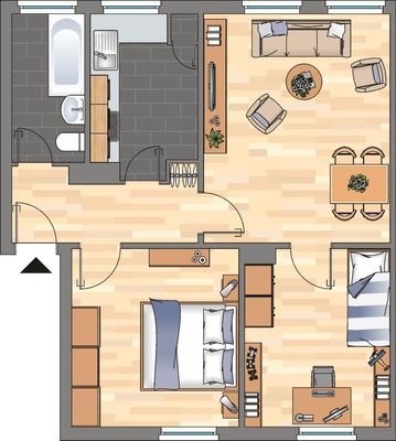 Bereits modernisierte 3–ZKB–Erdgeschosswohnung im Jadeviertel zu vermieten!