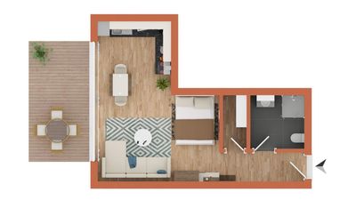 🏡 Helle 1-Zimmer-Wohnung mit Terrasse in Schnaittach bei Nürnberg.