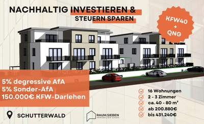Neubau * 3-Zi-Penthouse-Wohnung * KfW40 + QNG * Jetzt Förderdarlehen sichern * Schutterwald
