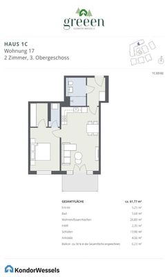 2-Zimmer-Neubauwohnung im 3. OG mit Balkon & Ankleide