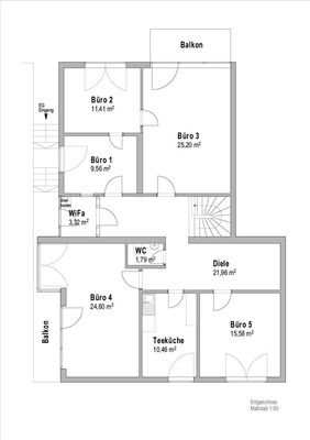 Frisch renoviertes Büro mit großem Potenzial in ruhiger Lage in Flein