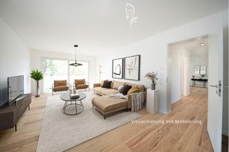 Visualisierung Wohn,- Esszimmer mit Balkon