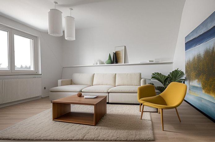 Geräumiges Wohnzimmer im Dachgeschoss